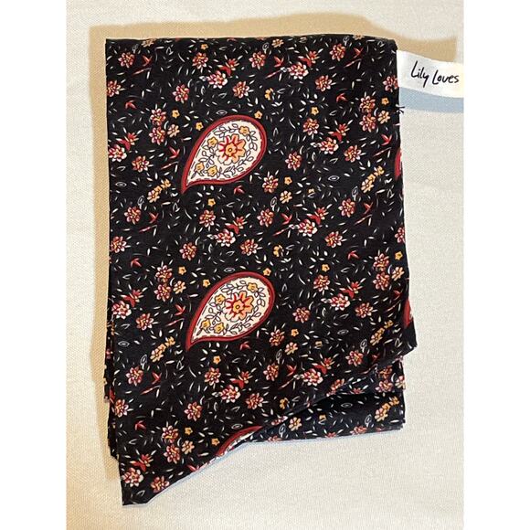 Lily Loves Black Multi-Color Paisley Floral Skinny Scarf/Hair Accessory - Picture 5 of 5